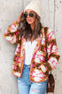 Western Aztec Buttoned Zipper Pockets Fleece Jacket